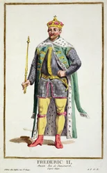 フレデリック2世（1534-88）「すべての現存する国のコスチュームによる、ランクとディグナイトを表す版画コレクション」のデンマーク王は、1780年に出版しました（手塗りの彫刻